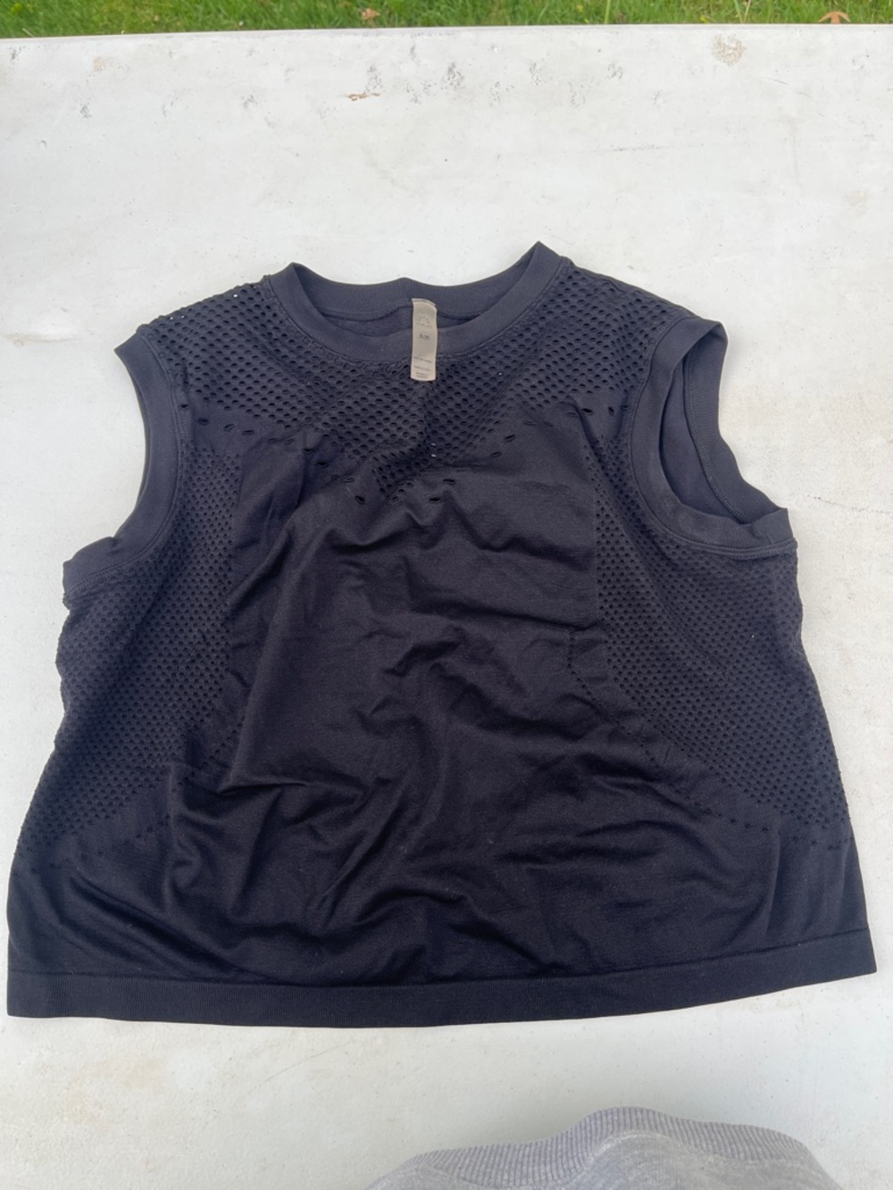 Varley Black Sleeveless Mesh Panel Tank